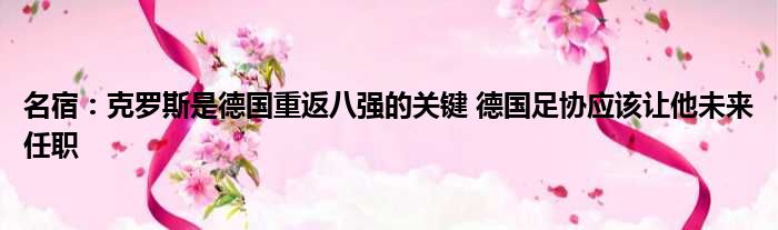 名宿：克罗斯是德国重返八强的关键 德国足协应该让他未来任职