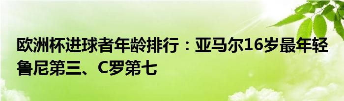 欧洲杯进球者年龄排行：亚马尔16岁最年轻 鲁尼第三、C罗第七