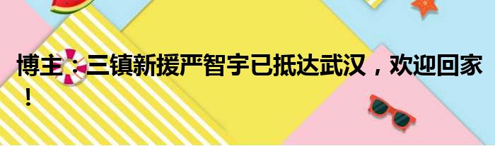 博主：三镇新援严智宇已抵达武汉，欢迎回家！
