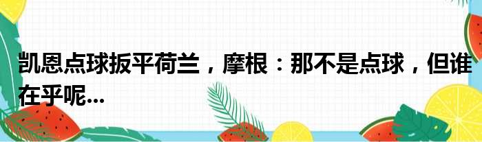 凯恩点球扳平荷兰，摩根：那不是点球，但谁在乎呢...