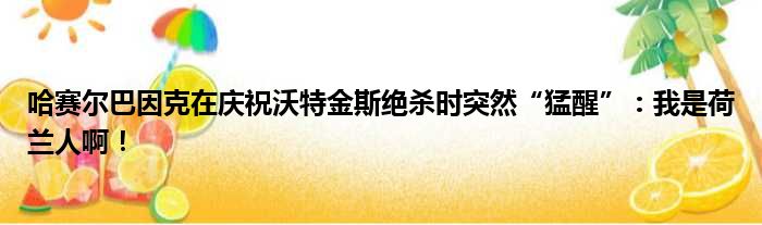 哈赛尔巴因克在庆祝沃特金斯绝杀时突然“猛醒”：我是荷兰人啊！