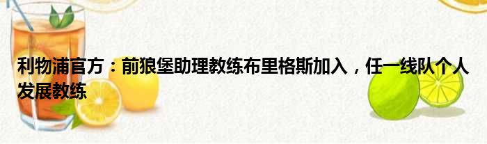 利物浦官方：前狼堡助理教练布里格斯加入，任一线队个人发展教练