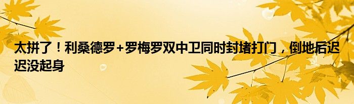 太拼了！利桑德罗+罗梅罗双中卫同时封堵打门，倒地后迟迟没起身