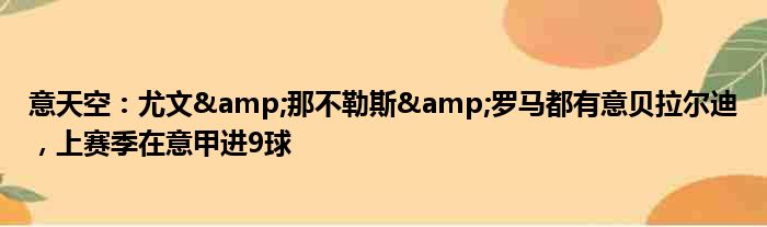 意天空：尤文&那不勒斯&罗马都有意贝拉尔迪，上赛季在意甲进9球
