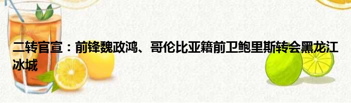 二转官宣：前锋魏政鸿、哥伦比亚籍前卫鲍里斯转会黑龙江冰城