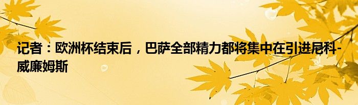 记者：欧洲杯结束后，巴萨全部精力都将集中在引进尼科-威廉姆斯
