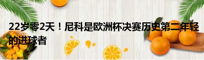 22岁零2天！尼科是欧洲杯决赛历史第二年轻的进球者