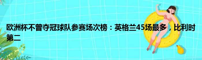 欧洲杯不曾夺冠球队参赛场次榜：英格兰45场最多，比利时第二