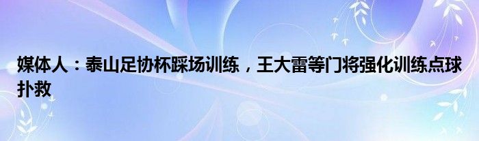 媒体人：泰山足协杯踩场训练，王大雷等门将强化训练点球扑救