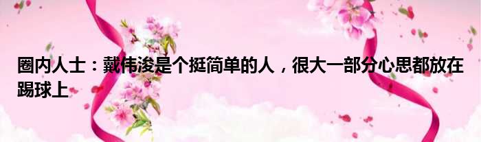 圈内人士：戴伟浚是个挺简单的人，很大一部分心思都放在踢球上