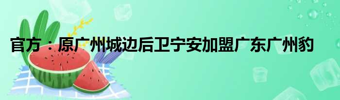 官方：原广州城边后卫宁安加盟广东广州豹