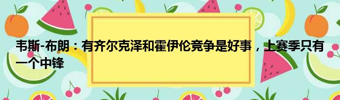 韦斯-布朗：有齐尔克泽和霍伊伦竞争是好事，上赛季只有一个中锋