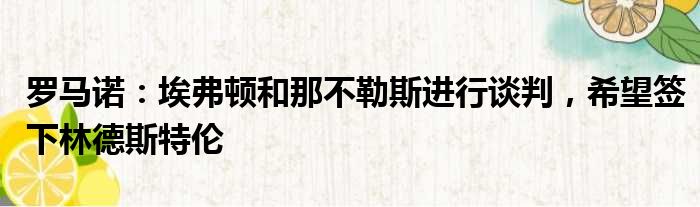 罗马诺：埃弗顿和那不勒斯进行谈判，希望签下林德斯特伦