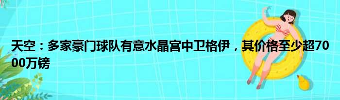 天空：多家豪门球队有意水晶宫中卫格伊，其价格至少超7000万镑