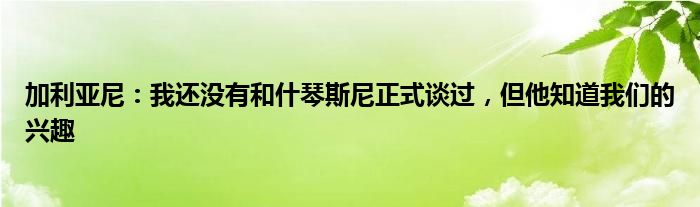 加利亚尼：我还没有和什琴斯尼正式谈过，但他知道我们的兴趣