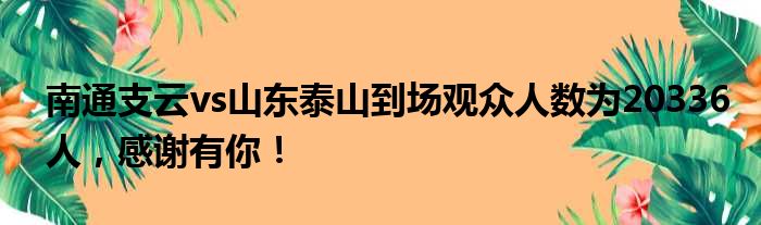 南通支云vs山东泰山到场观众人数为20336人，感谢有你！