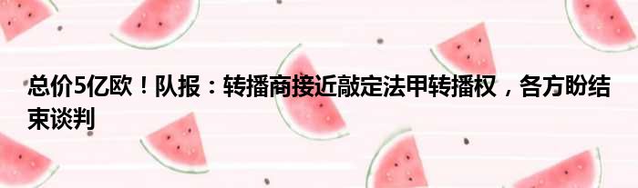 总价5亿欧！队报：转播商接近敲定法甲转播权，各方盼结束谈判