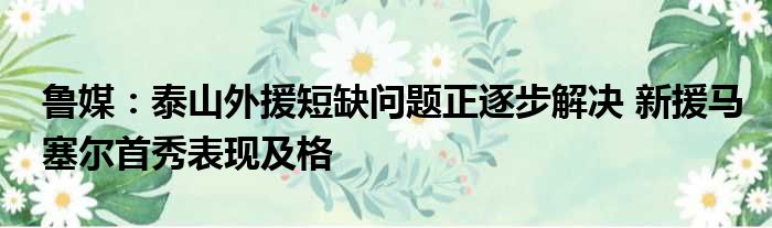 鲁媒：泰山外援短缺问题正逐步解决 新援马塞尔首秀表现及格