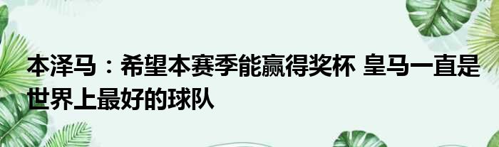 本泽马：希望本赛季能赢得奖杯 皇马一直是世界上最好的球队