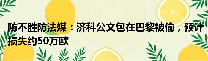 防不胜防法媒：济科公文包在巴黎被偷，预计损失约50万欧