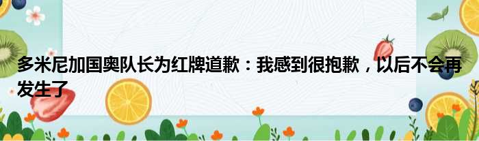 多米尼加国奥队长为红牌道歉：我感到很抱歉，以后不会再发生了