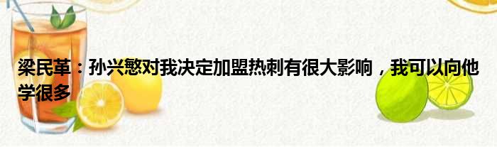 梁民革：孙兴慜对我决定加盟热刺有很大影响，我可以向他学很多