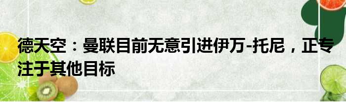 德天空：曼联目前无意引进伊万-托尼，正专注于其他目标