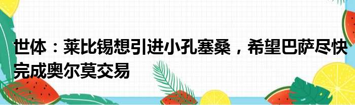 世体：莱比锡想引进小孔塞桑，希望巴萨尽快完成奥尔莫交易