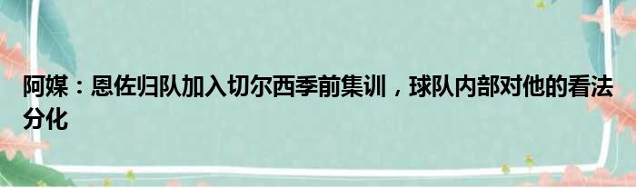 阿媒：恩佐归队加入切尔西季前集训，球队内部对他的看法分化