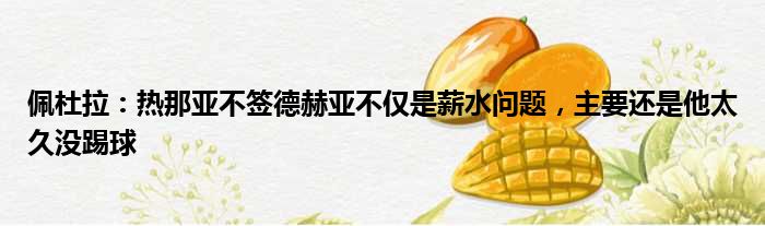佩杜拉：热那亚不签德赫亚不仅是薪水问题，主要还是他太久没踢球