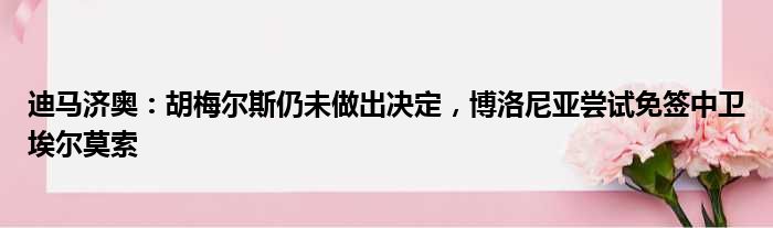 迪马济奥：胡梅尔斯仍未做出决定，博洛尼亚尝试免签中卫埃尔莫索