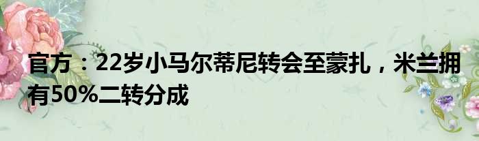 官方：22岁小马尔蒂尼转会至蒙扎，米兰拥有50%二转分成