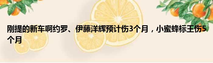刚提的新车啊约罗、伊藤洋辉预计伤3个月，小蜜蜂标王伤5个月