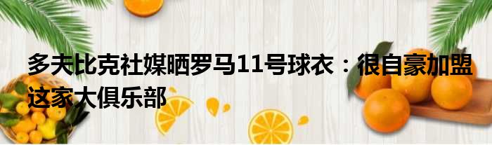 多夫比克社媒晒罗马11号球衣：很自豪加盟这家大俱乐部