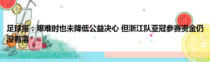足球报：艰难时也未降低公益决心 但浙江队亚冠参赛资金仍没着落