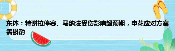 东体：特谢拉停赛、马纳法受伤影响超预期，申花应对方案需斟酌
