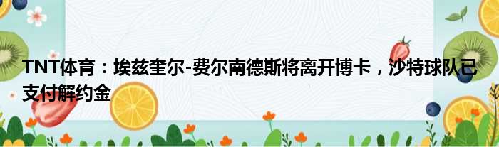 TNT体育：埃兹奎尔-费尔南德斯将离开博卡，沙特球队已支付解约金