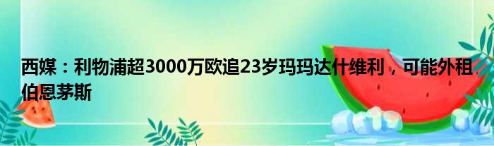 西媒：利物浦超3000万欧追23岁玛玛达什维利，可能外租伯恩茅斯