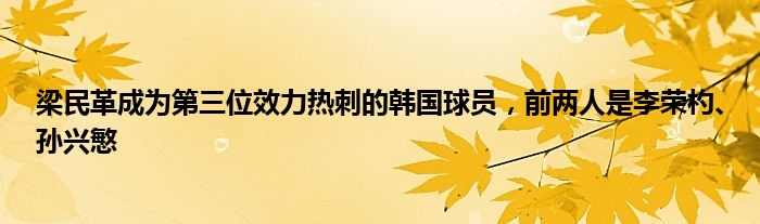 梁民革成为第三位效力热刺的韩国球员，前两人是李荣杓、孙兴慜