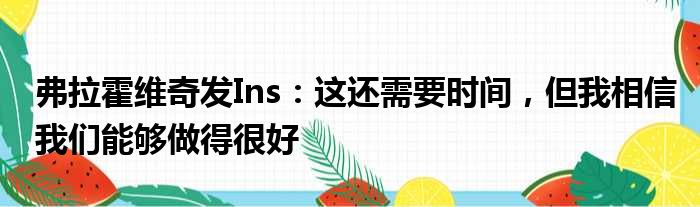 弗拉霍维奇发Ins：这还需要时间，但我相信我们能够做得很好