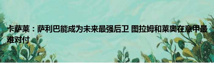 卡萨莱：萨利巴能成为未来最强后卫 图拉姆和莱奥在意甲最难对付