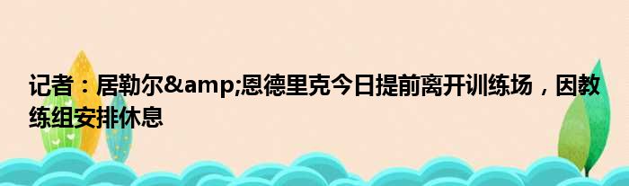 记者：居勒尔&恩德里克今日提前离开训练场，因教练组安排休息