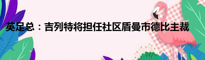 英足总：吉列特将担任社区盾曼市德比主裁