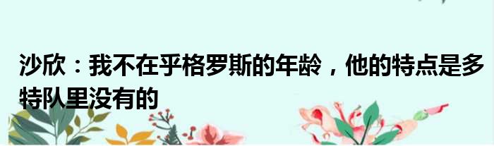 沙欣：我不在乎格罗斯的年龄，他的特点是多特队里没有的