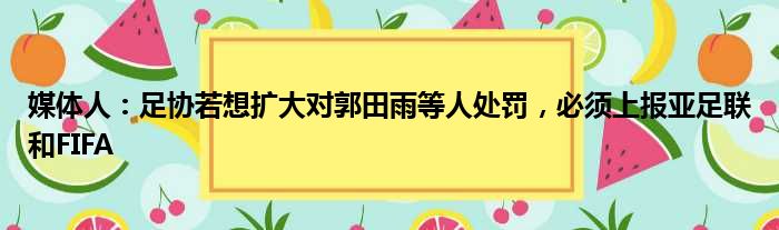 媒体人：足协若想扩大对郭田雨等人处罚，必须上报亚足联和FIFA