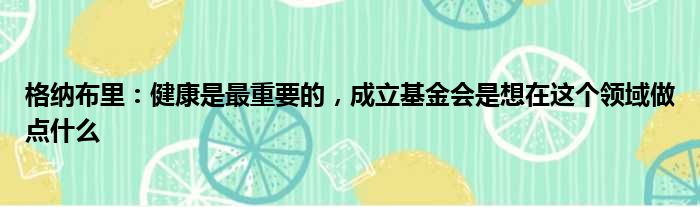 格纳布里：健康是最重要的，成立基金会是想在这个领域做点什么