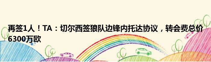 再签1人！TA：切尔西签狼队边锋内托达协议，转会费总价6300万欧