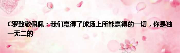 C罗致敬佩佩：我们赢得了球场上所能赢得的一切，你是独一无二的