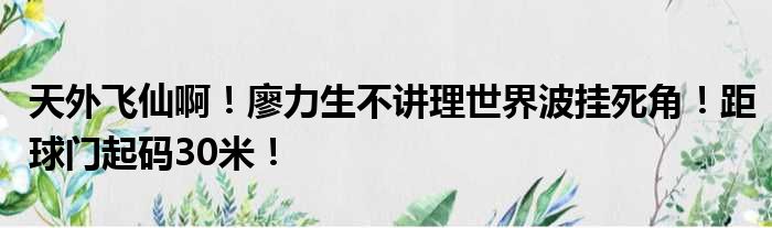 天外飞仙啊！廖力生不讲理世界波挂死角！距球门起码30米！