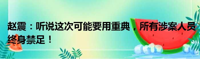 赵震：听说这次可能要用重典，所有涉案人员终身禁足！